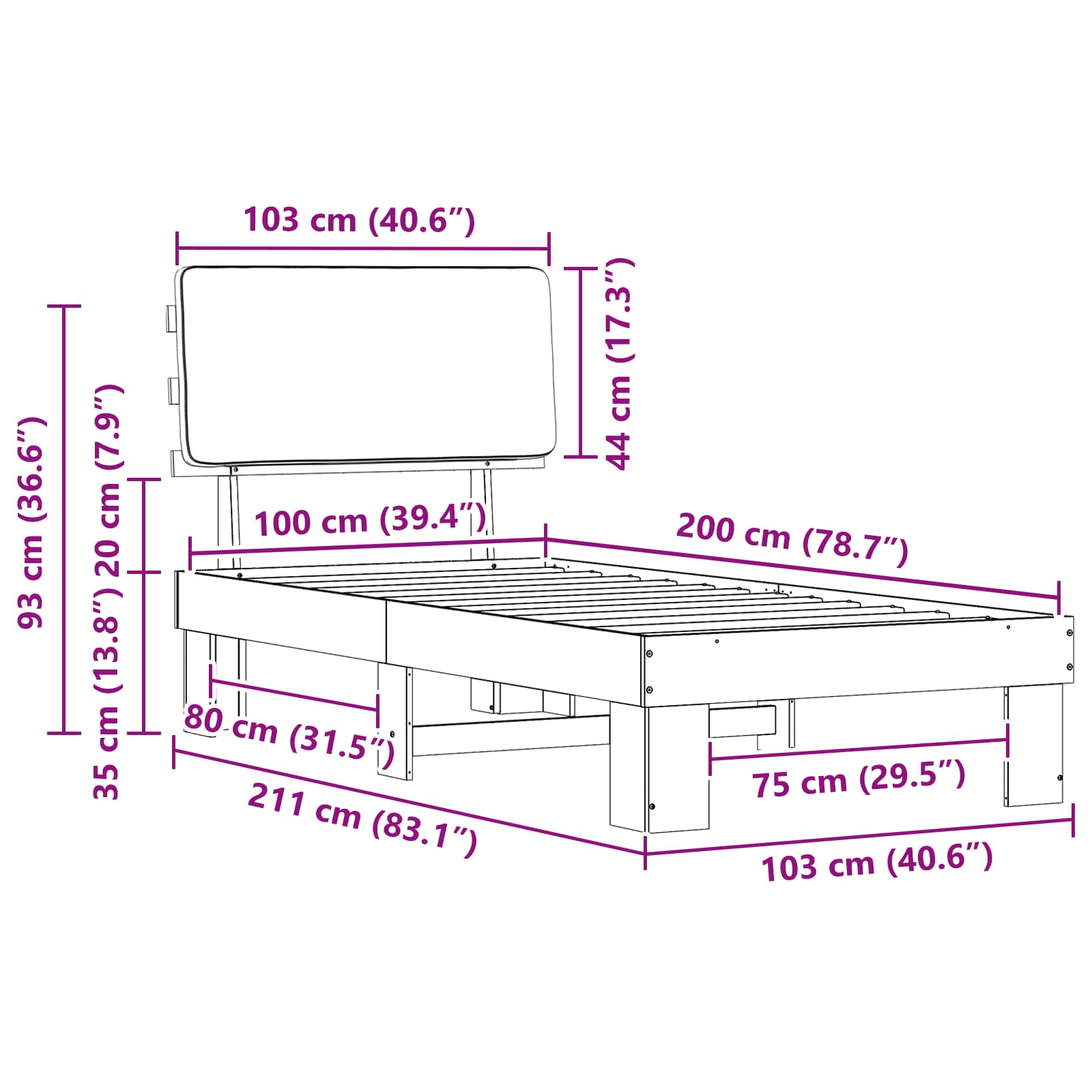 Bettgestell mit gepolstertem Kopfteil Hellgrau 200 x 200 cm