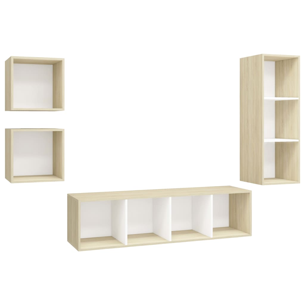 4-tlg. TV-Schrank-Set Weiß Holzwerkstoff