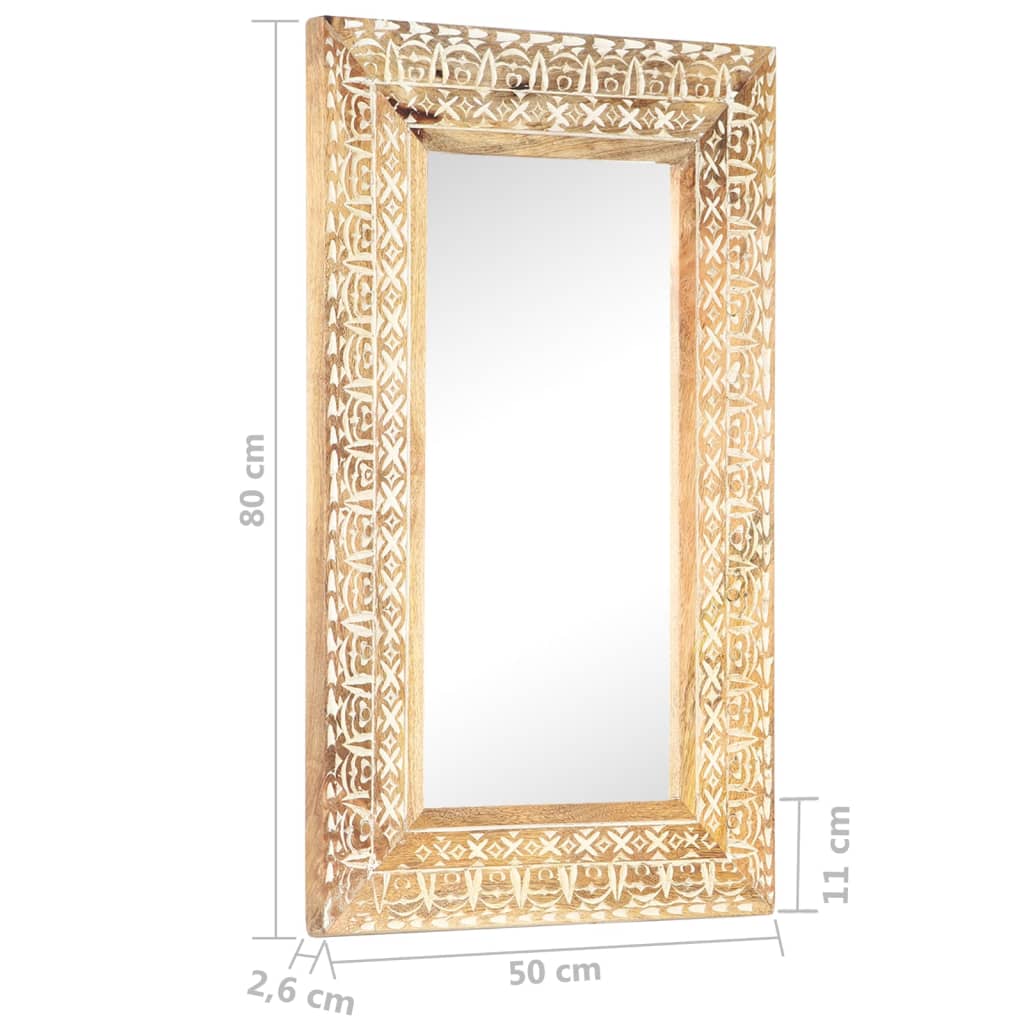 Spiegel Handgeschnitzt 50x50x2,6 cm Massivholz Mango