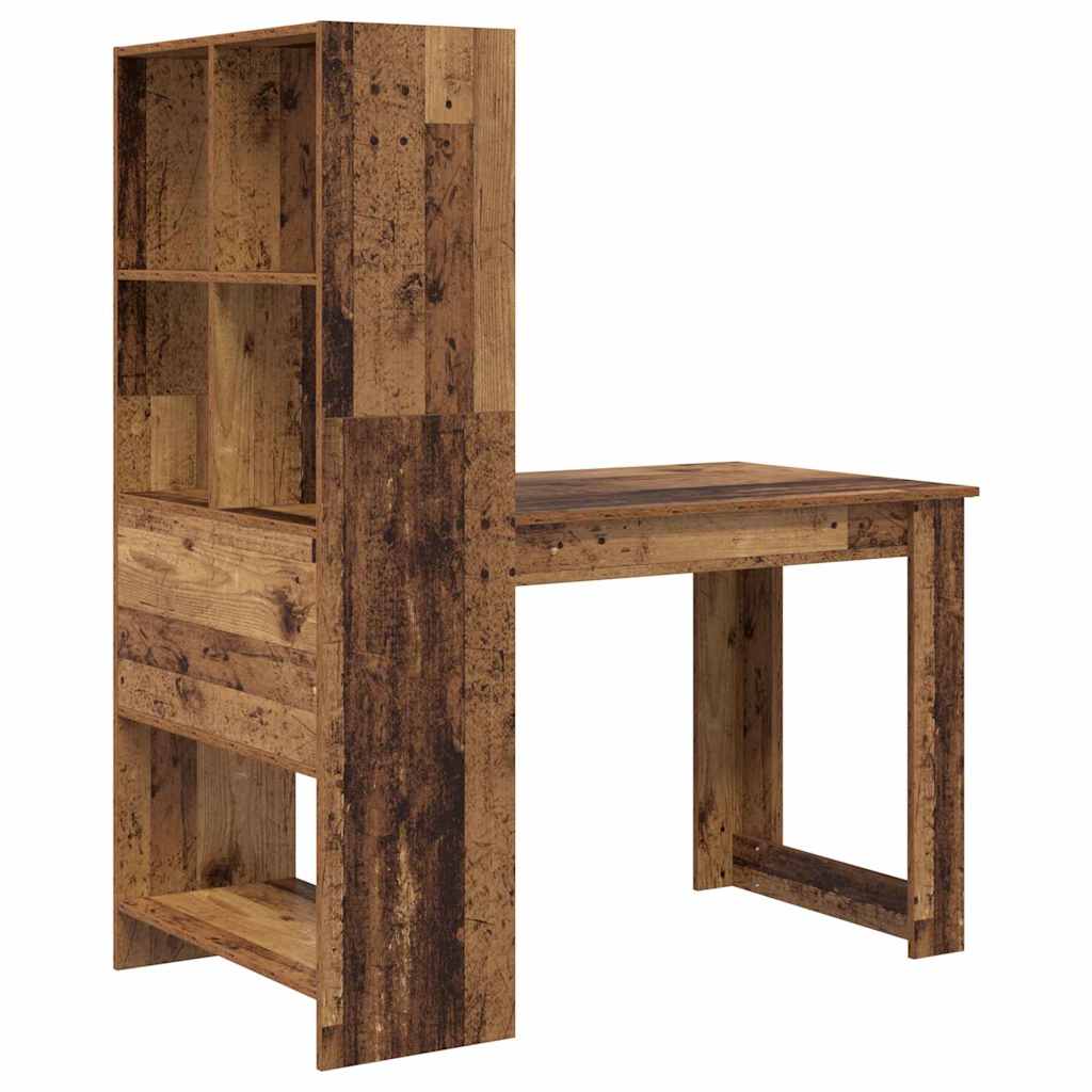 Schreibtisch mit Regal Schwarz Eichen-Optik 122 x 67 x 145 cm