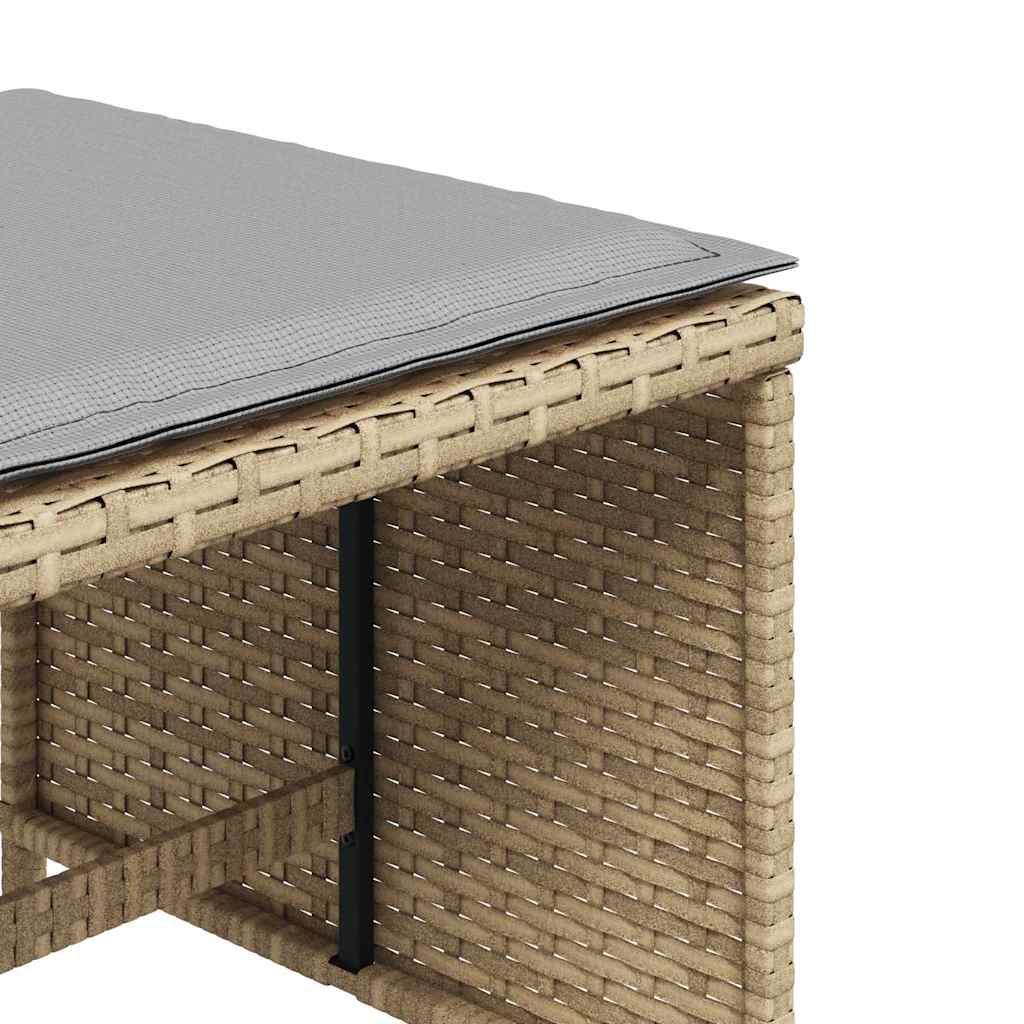 Gartenhocker mit Kissen 4 Stk. Schwarz 41x41x36 cm Poly Rattan
