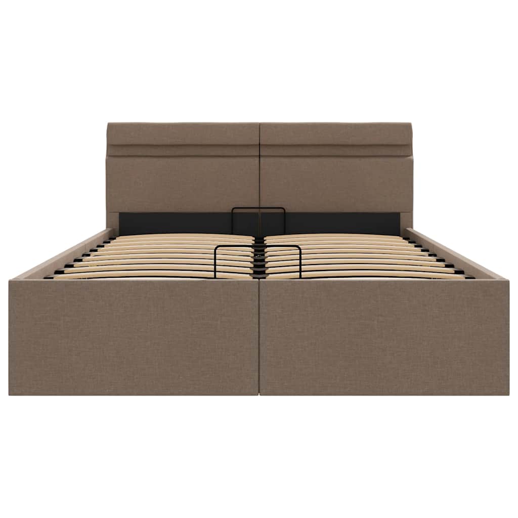 Bett mit Bettkasten Hydraulisch LED Dunkelgrau Stoff 90x200 cm