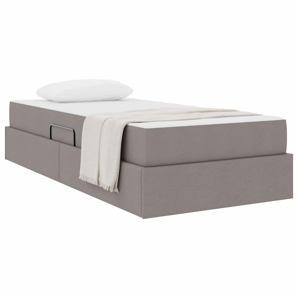 Aufbewahrungsbett mit Matratze Hellgrau 90 x 190 cm Polyester