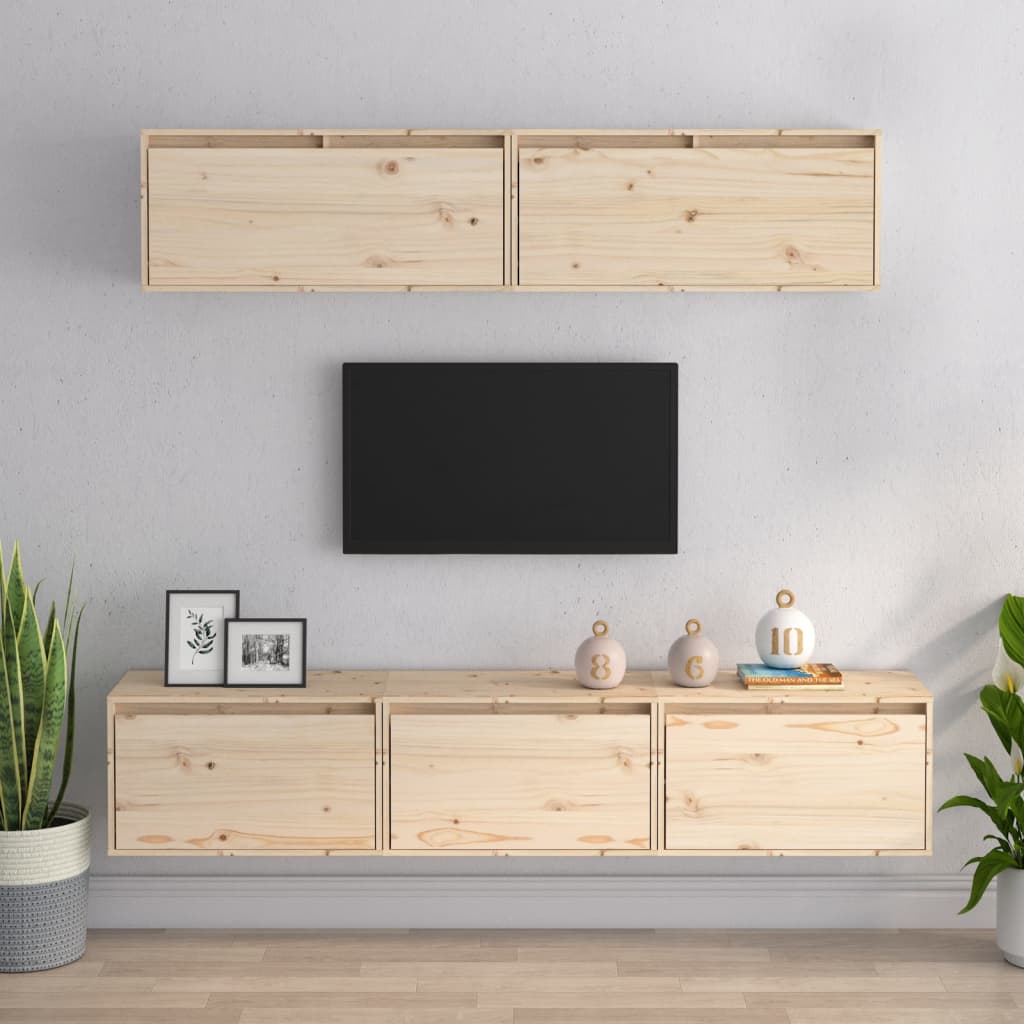 5-teiliges TV-Schrank-Set Massivholz Kiefer