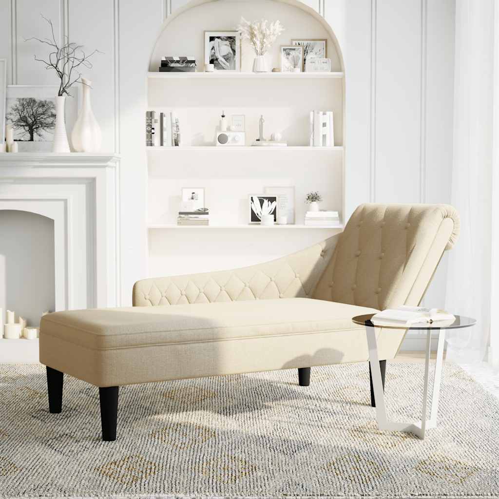 Chaiselongue mit Kissen und Rechter Armlehne Schwarz Stoff