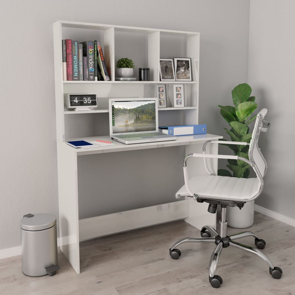 Schreibtisch mit Regalen Weiß 110x45x157 cm Holzwerkstoff