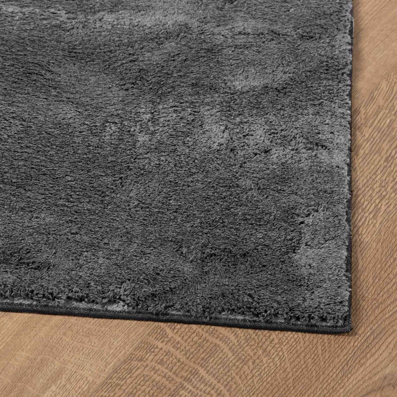 Teppich HUARTE Kurzflor Weich und Waschbar Anthrazit 60x110 cm