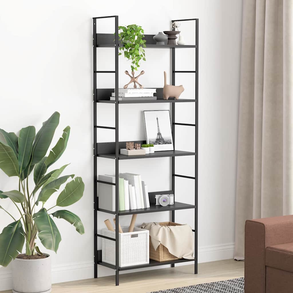 Bücherregal 3 Regalböden Schwarz 60×27,6×90,5 cm Holzwerkstoff