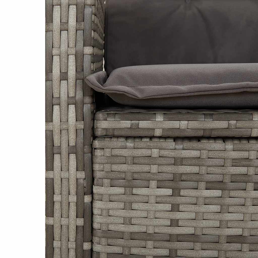 Gartenbank Verstellbar mit Kissen Schwarz Poly Rattan
