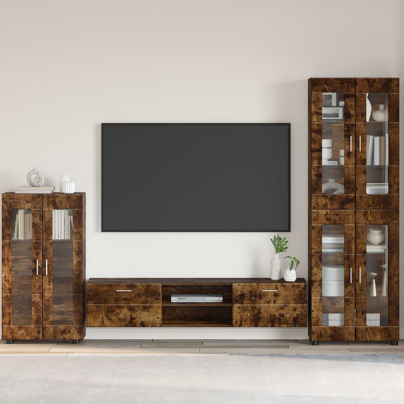 Highboard mit Regal FLORIN Weiß 60 x 35 x 182 cm Holzwerkstoff