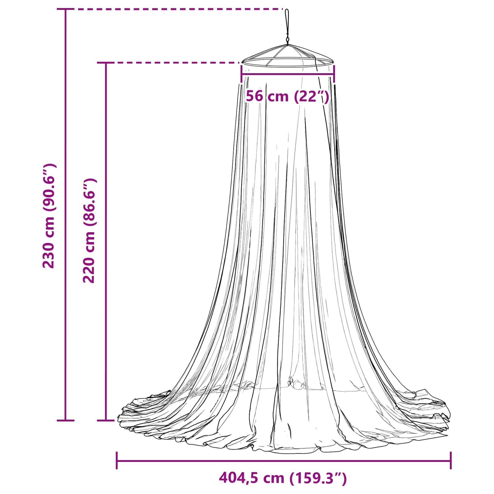 Moskito-Netz für das Bett A-Form 156 Mesh 850 cm Polyester