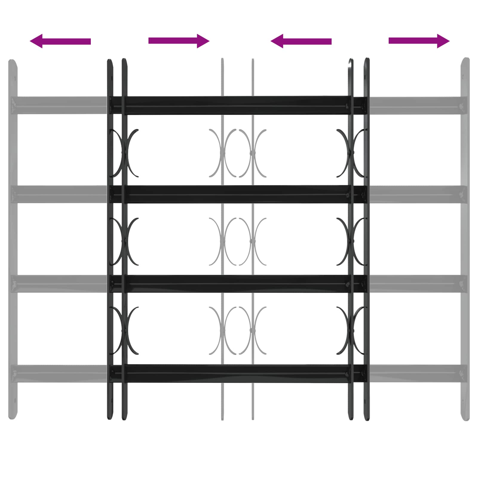 Fenstergitter 76 x 30 cm Pulverbeschichteter Stahl Schwarz