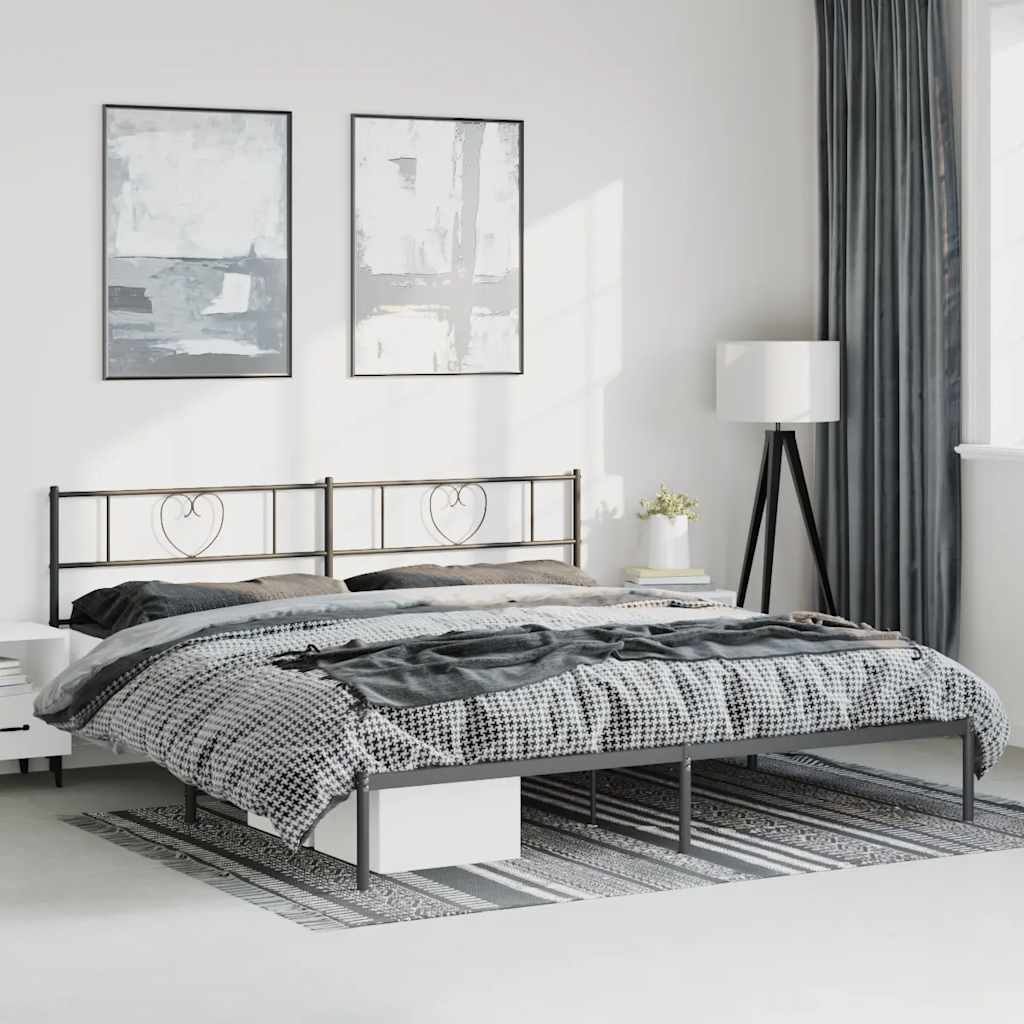 Bettgestell mit Kopfteil Metall Schwarz 100x190 cm