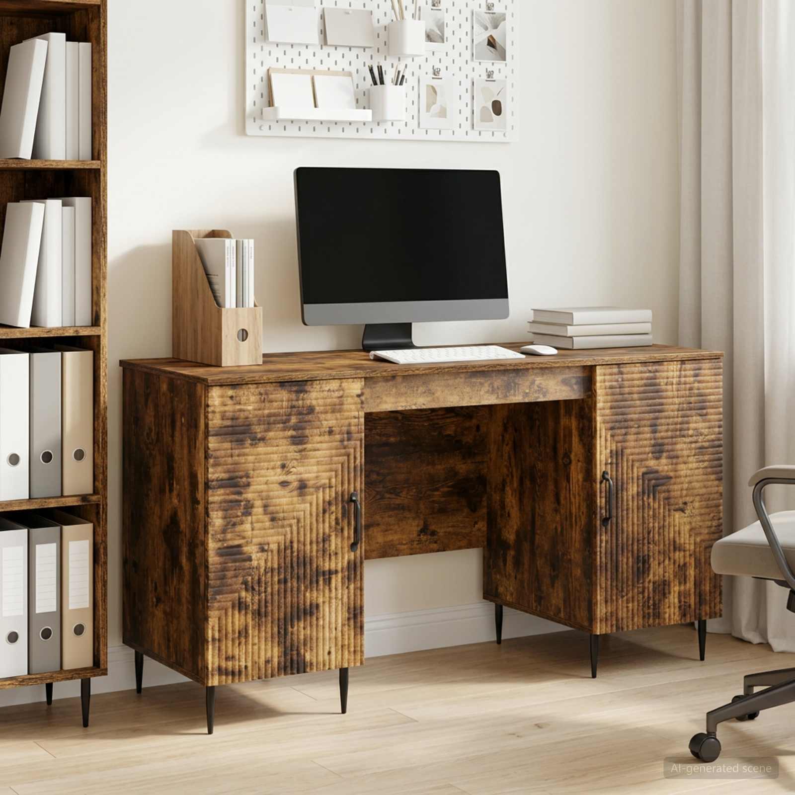 Schreibtisch mit Regal Schwarz 142,5 x 50 x 75 cm Holzwerkstoff