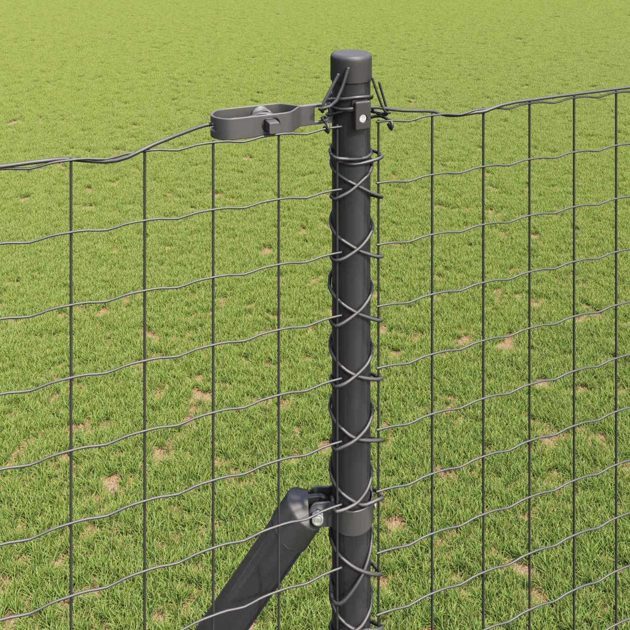 Zaunpfosten 2 pcs Grün 50 cm Pulverbeschichteter Stahl