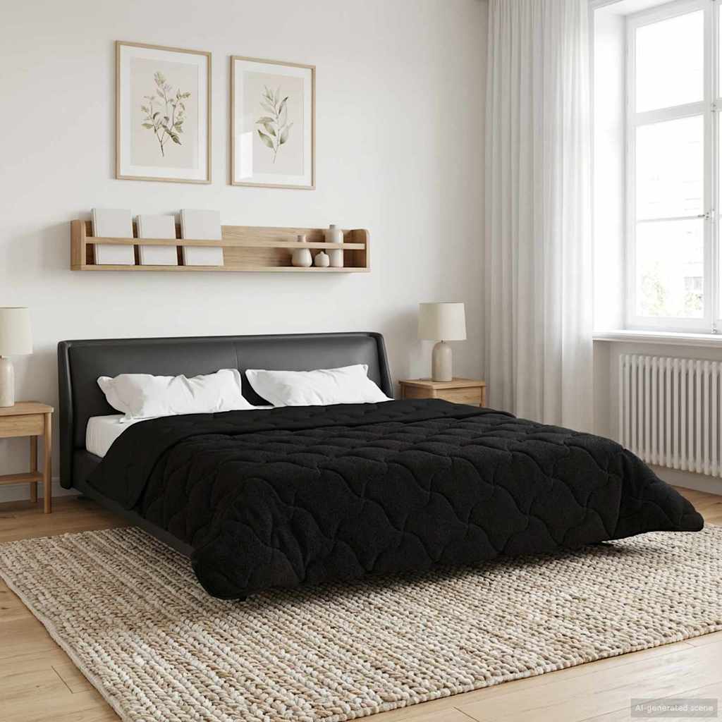 Sommerdecke Anthrazit 135 x 200 cm Mikrofaser und Teddy-Fleece
