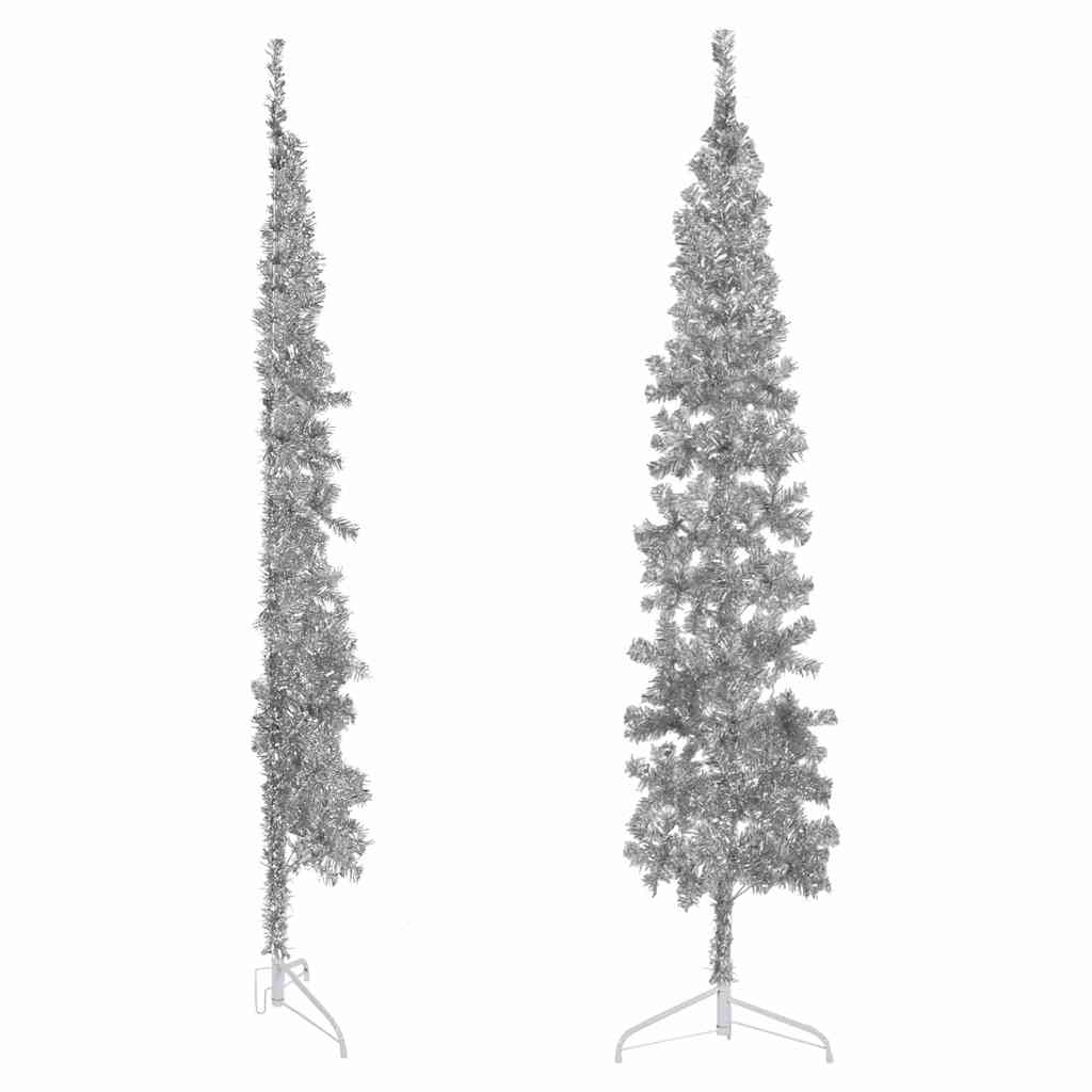 Künstlicher Halb-Weihnachtsbaum mit Ständer Schlank Weiß 180 cm