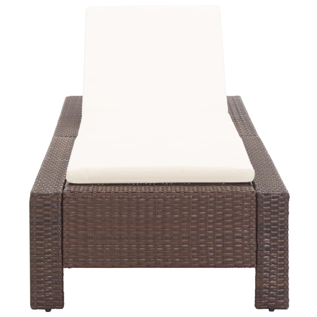 Sonnenliege mit Auflage Grau Poly Rattan