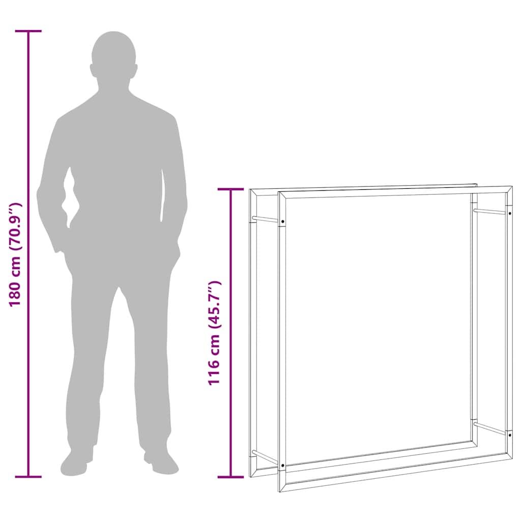 Brennholzregal 50x28x94 cm Edelstahl