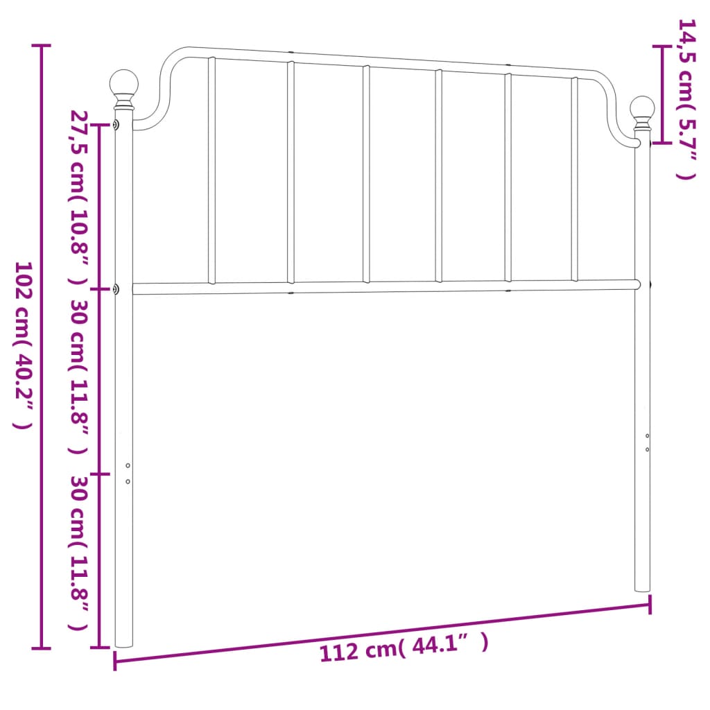 Ersatz-Kopfteil Metall Schwarz 135 cm