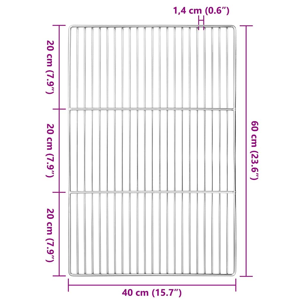 Grillrost Silber 40 x 30 cm Edelstahl