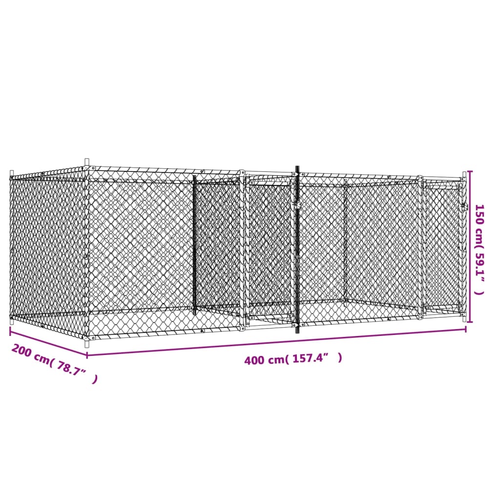 Hundezwinger mit Tür Grau 2x2x1,5 m Verzinkter Stahl