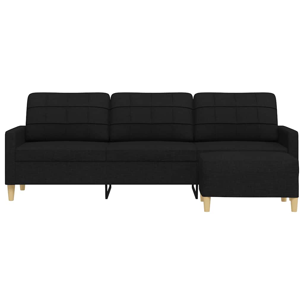 3-Sitzer-Sofa mit Hocker Taupe 180 cm Stoff