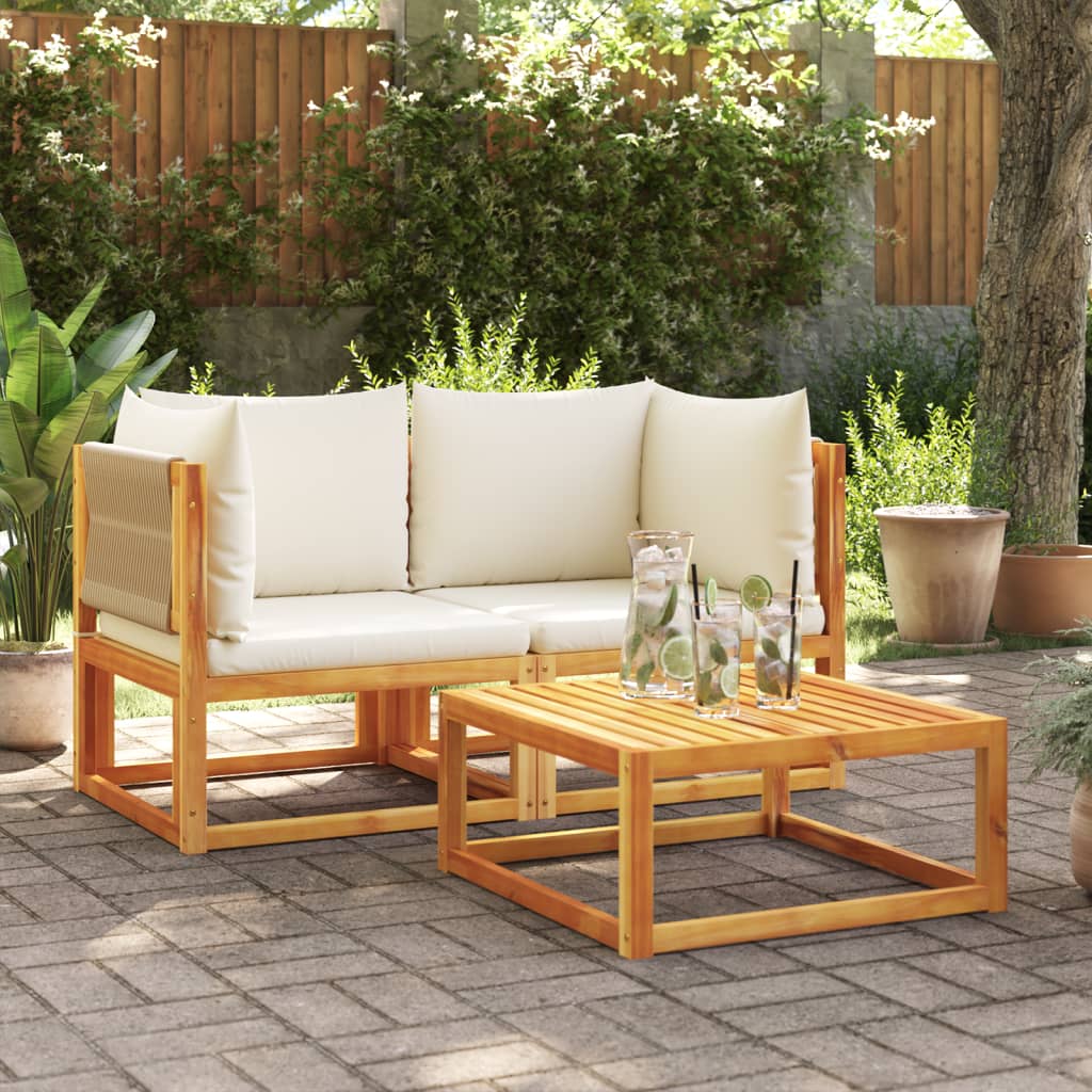 6-tlg. Gartensofa-Set mit Kissen Holz Akazie & Seil