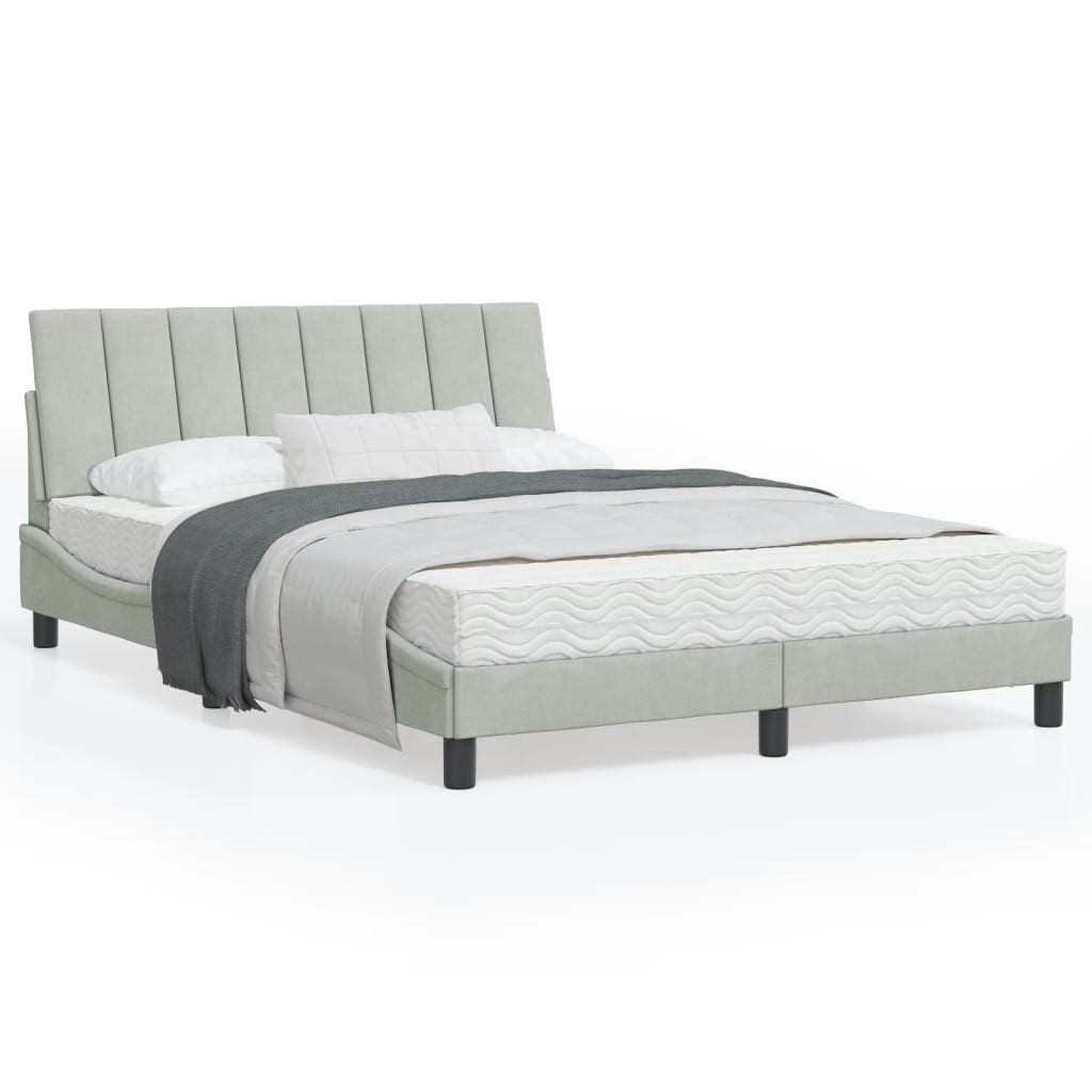 Bett mit Matratze "Hanko" Hellgrau 80x200 cm Samt