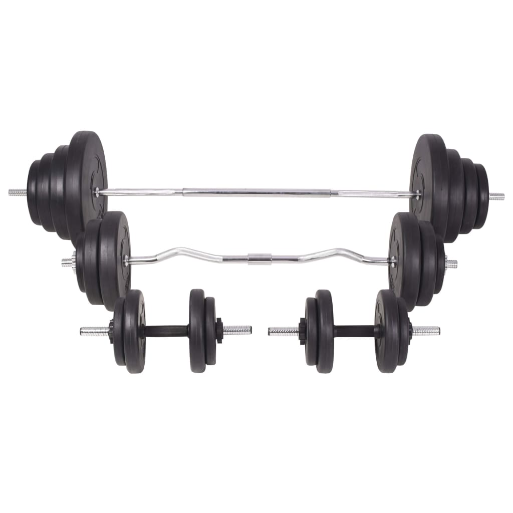 Hantelbank mit Ablage, Langhantel und Kurzhantel Set 60,5 kg