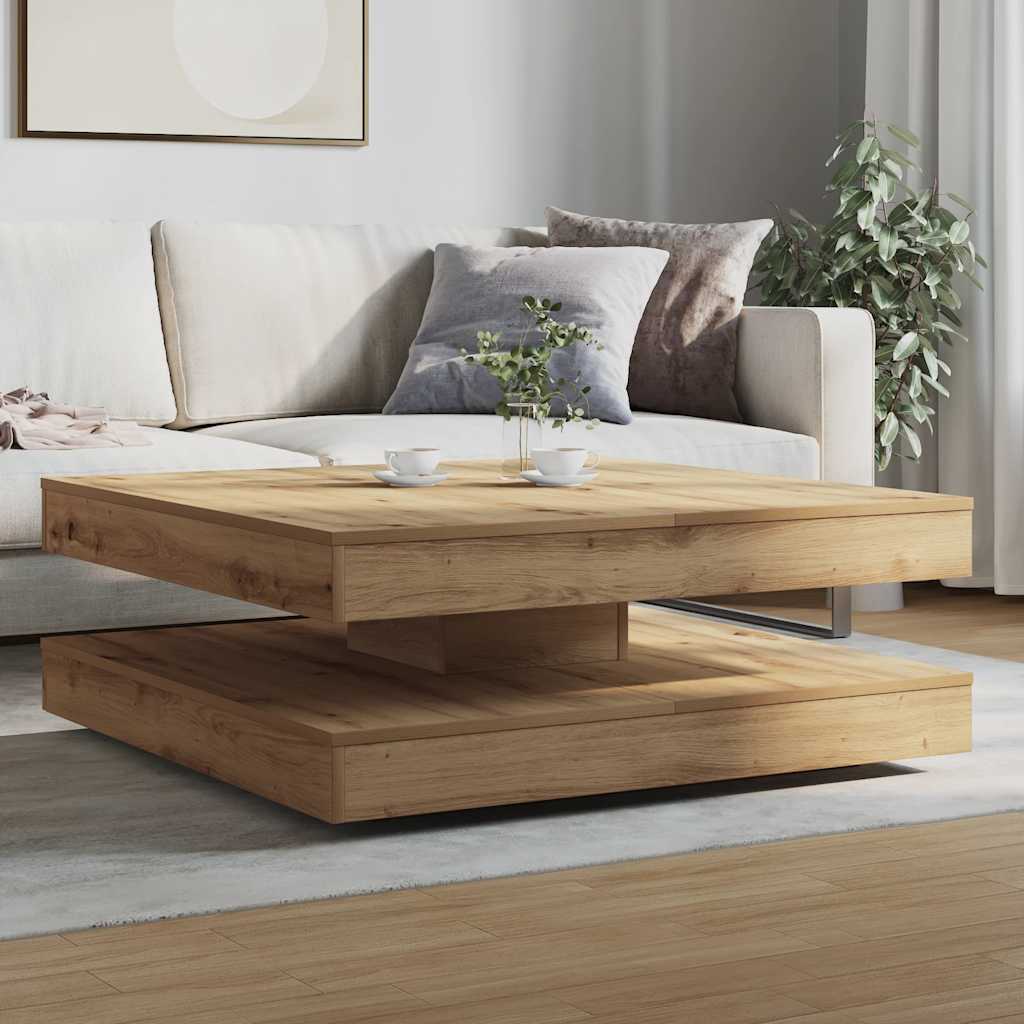 Couchtisch 360-Grad Drehbar Weiß 90x90x34,5 cm