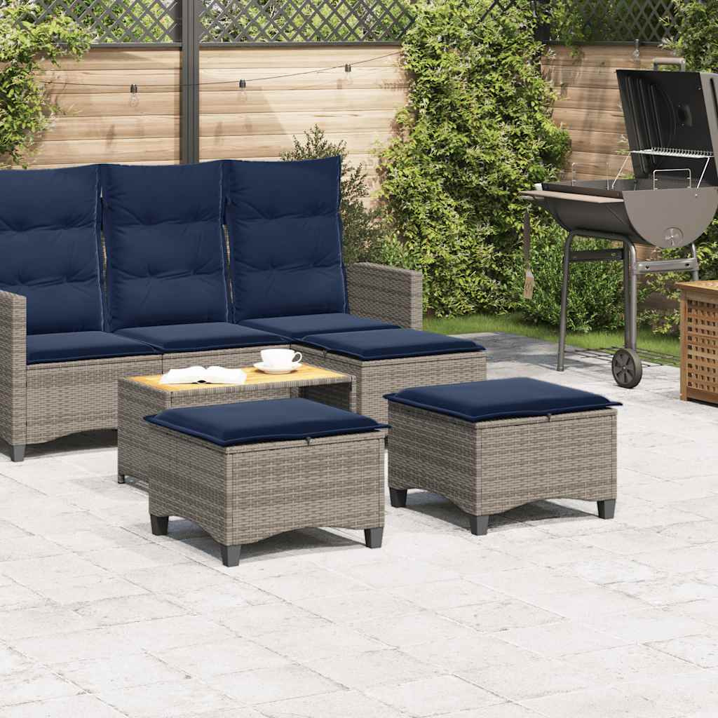 Gartenhocker mit Kissen 2 Stk. Schwarz 55x55x36 cm Poly Rattan
