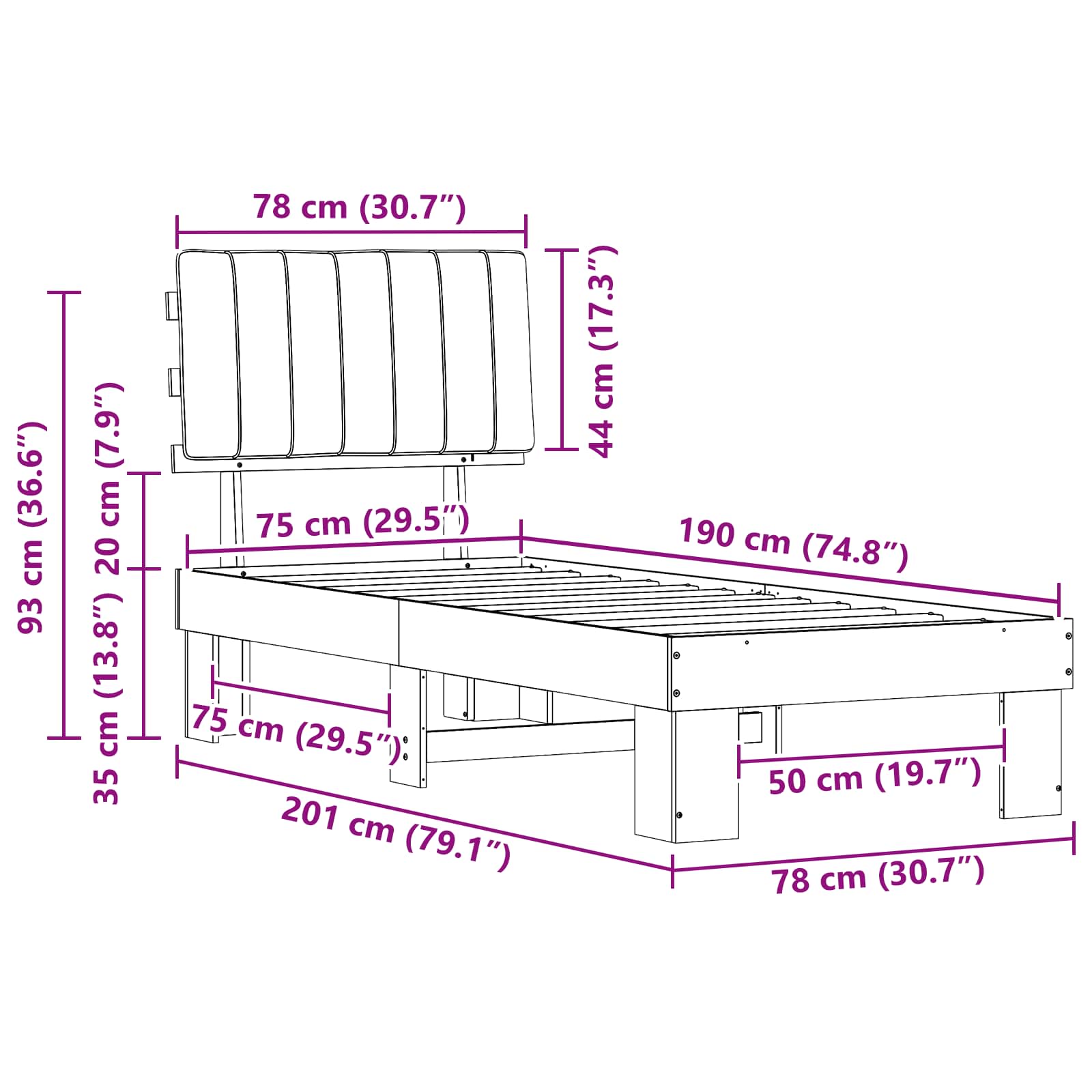 Bettgestell mit gepolstertem Kopfteil Hellgrau 200 x 200 cm
