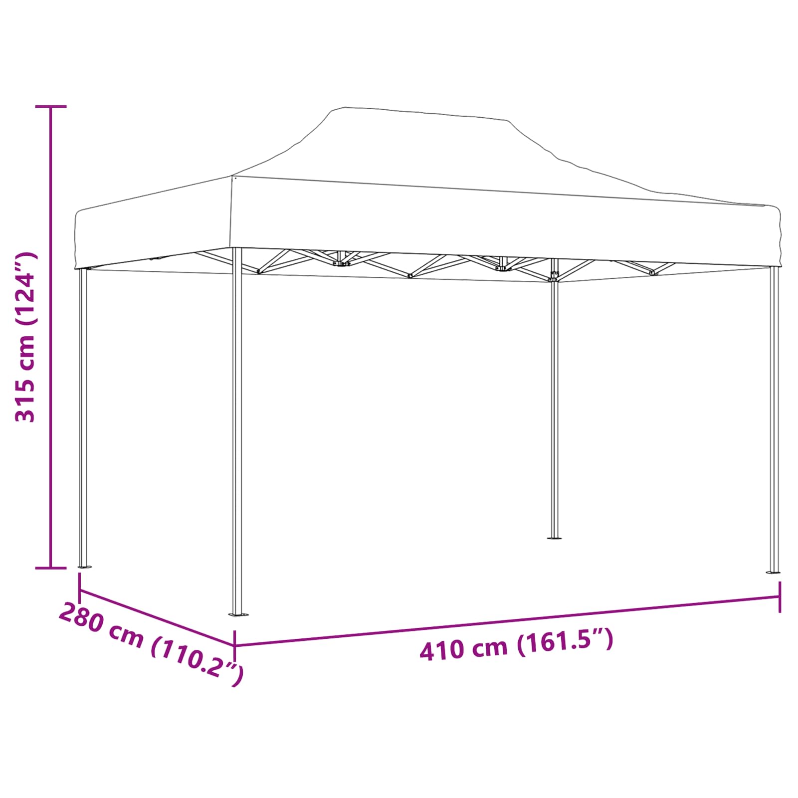 Partyzelt Faltbar Pop-Up Beige 410x279x315 cm