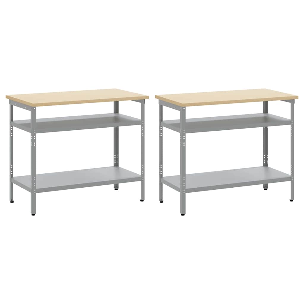 Werkbank-Set mit Schubladen 2 pcs Rot und Grau 200 x 55 x 85 cm