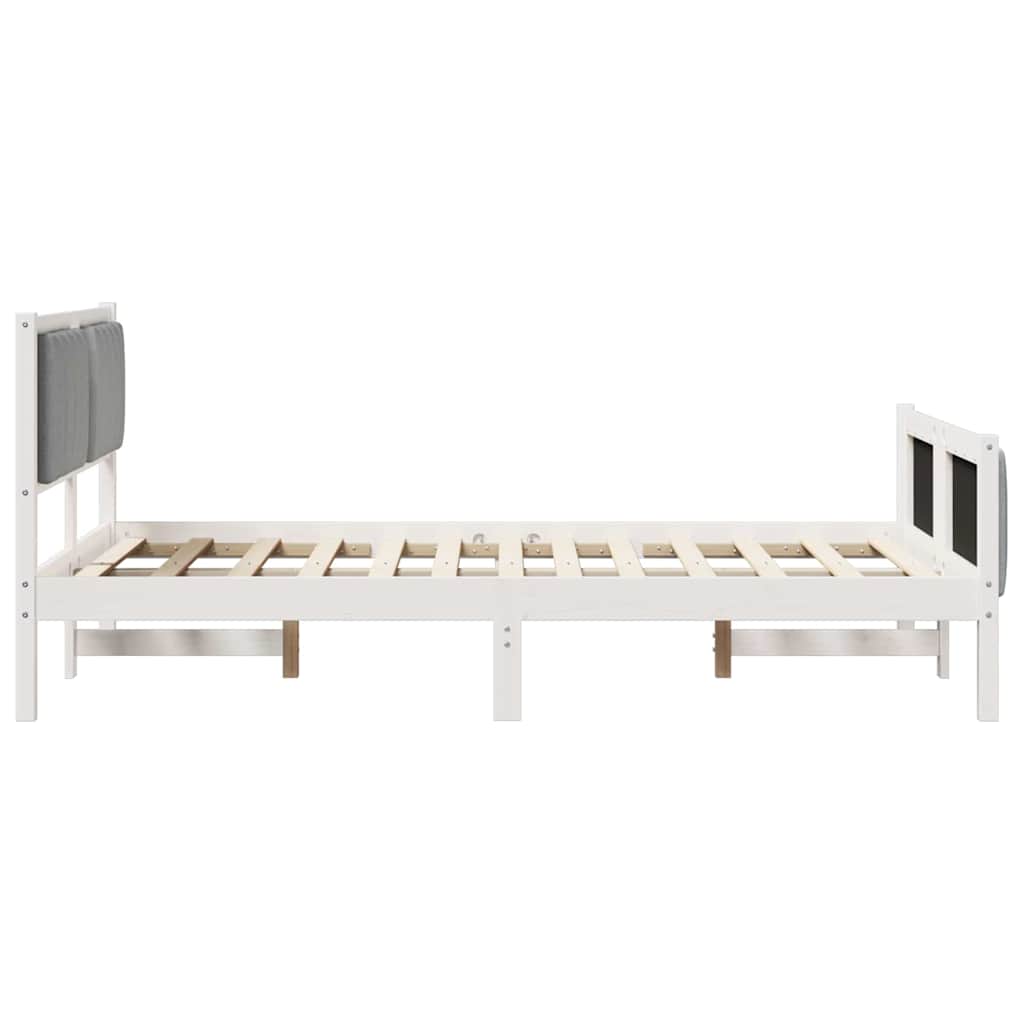 Bettgestell Braun und hellgrau 200 x 200 cm Massivholz Kiefer
