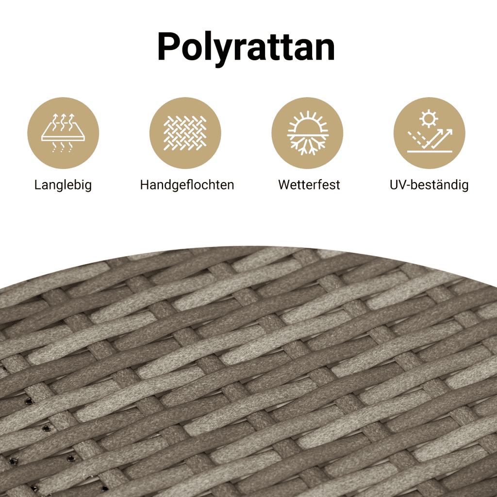 10-tlg. Garten-Sofagarnitur mit Kissen Schwarz Poly Rattan