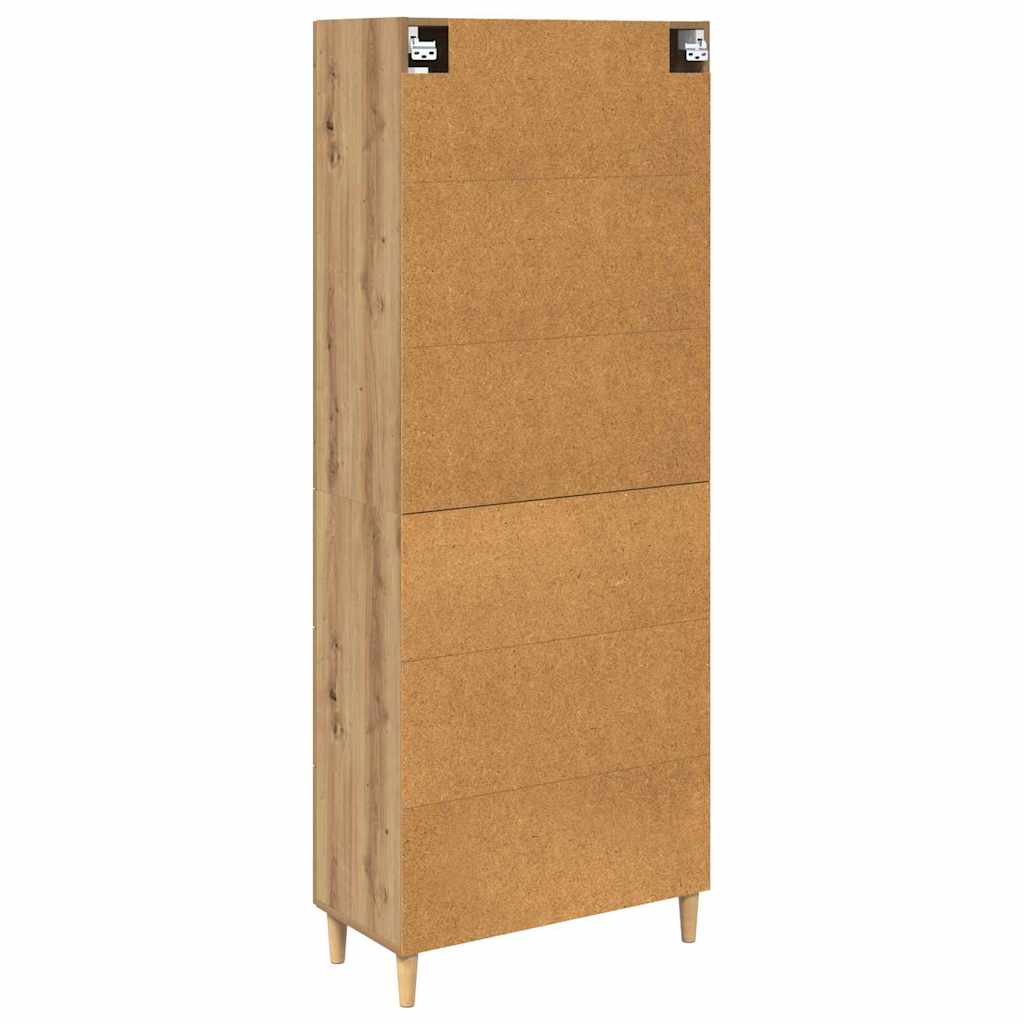 Highboard Altholz 69,5 x 34 x 180 cm Engineered Wood und Glas