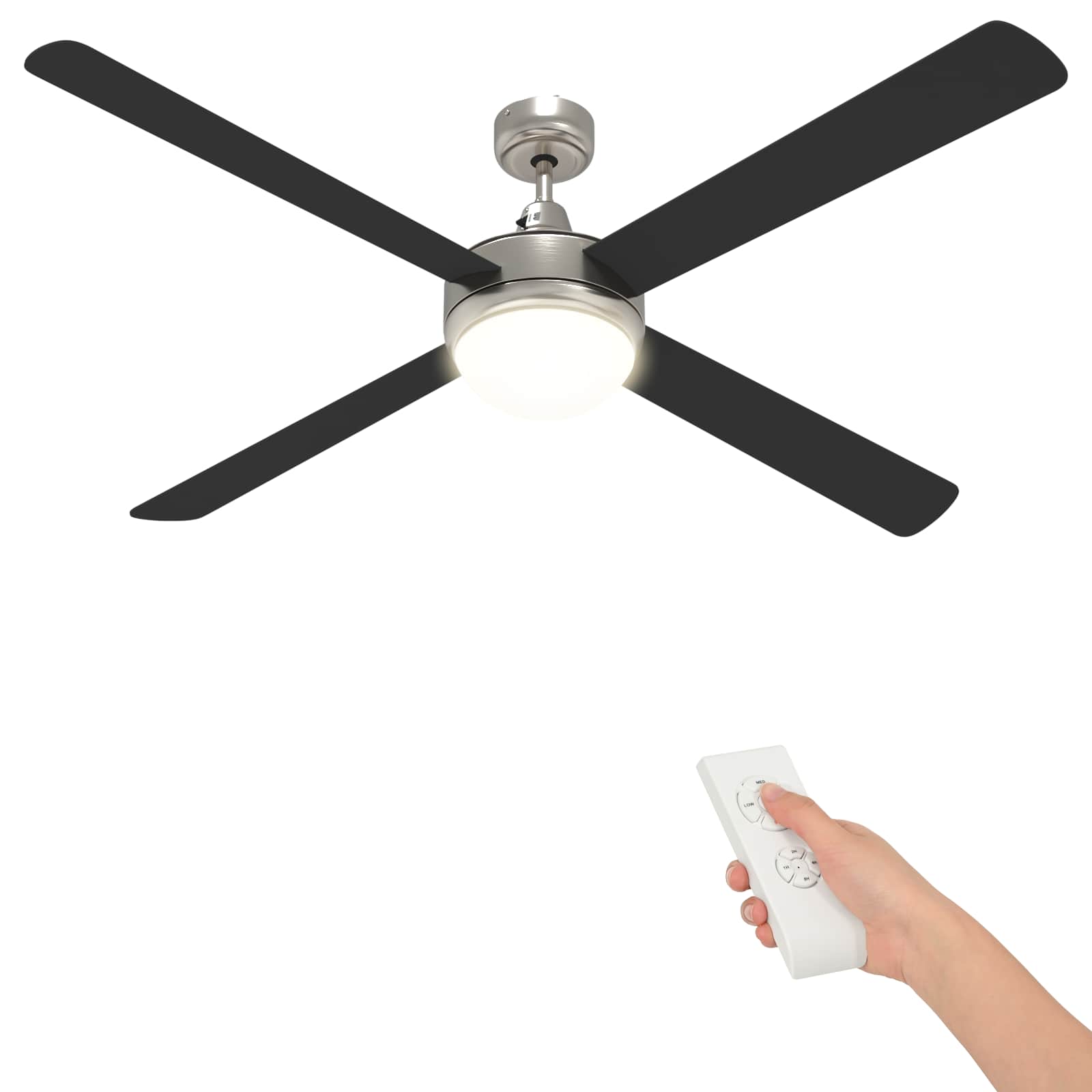 Deckenventilator mit Licht und Fernbedienung Ø 130 cm Weiß