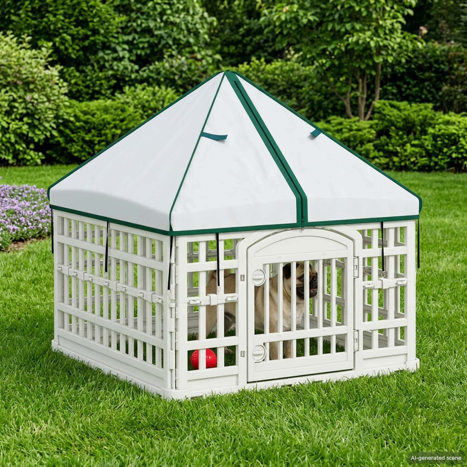 4-Panel-Hundespielplatz mit Dach 60 x 60 x 82 cm Kunststoff