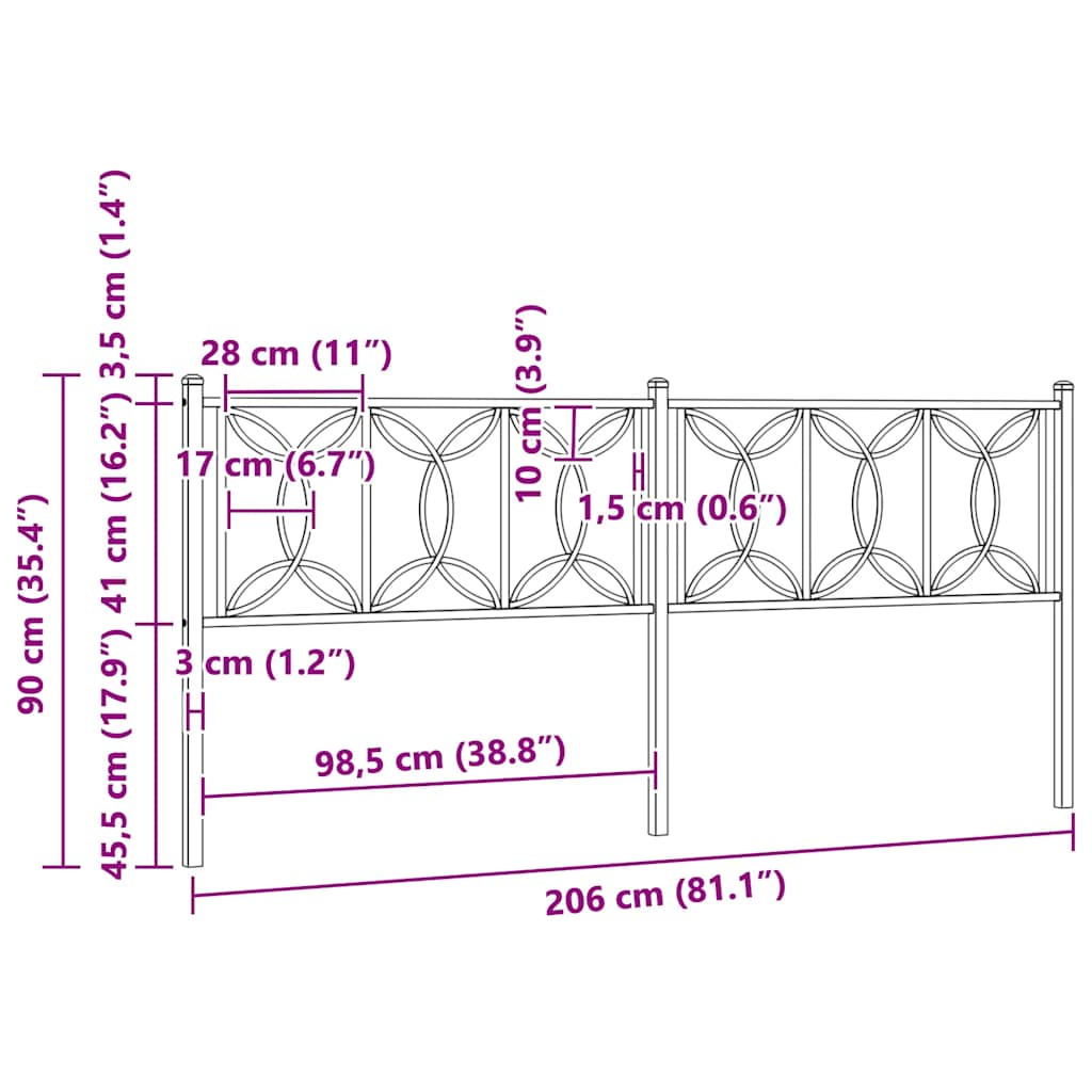 Ersatz-Kopfteil Metall Schwarz 100 cm