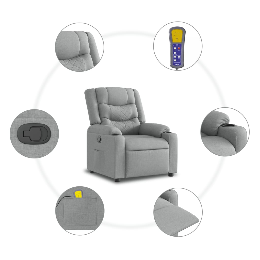 Massage-Relaxsessel Hellgrau Stoff