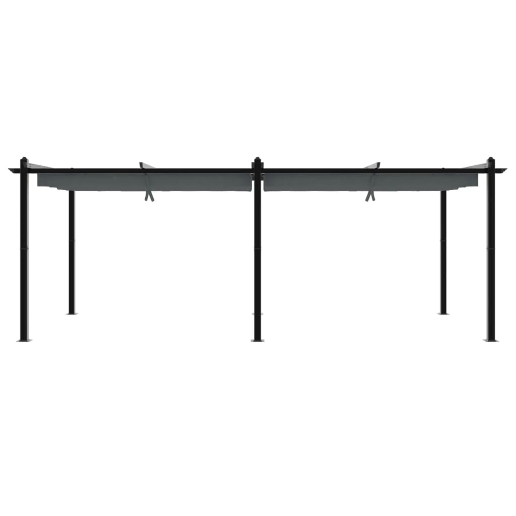 Gartenpavillon mit Ausziehbarem Dach Creme 3x6 m Aluminium