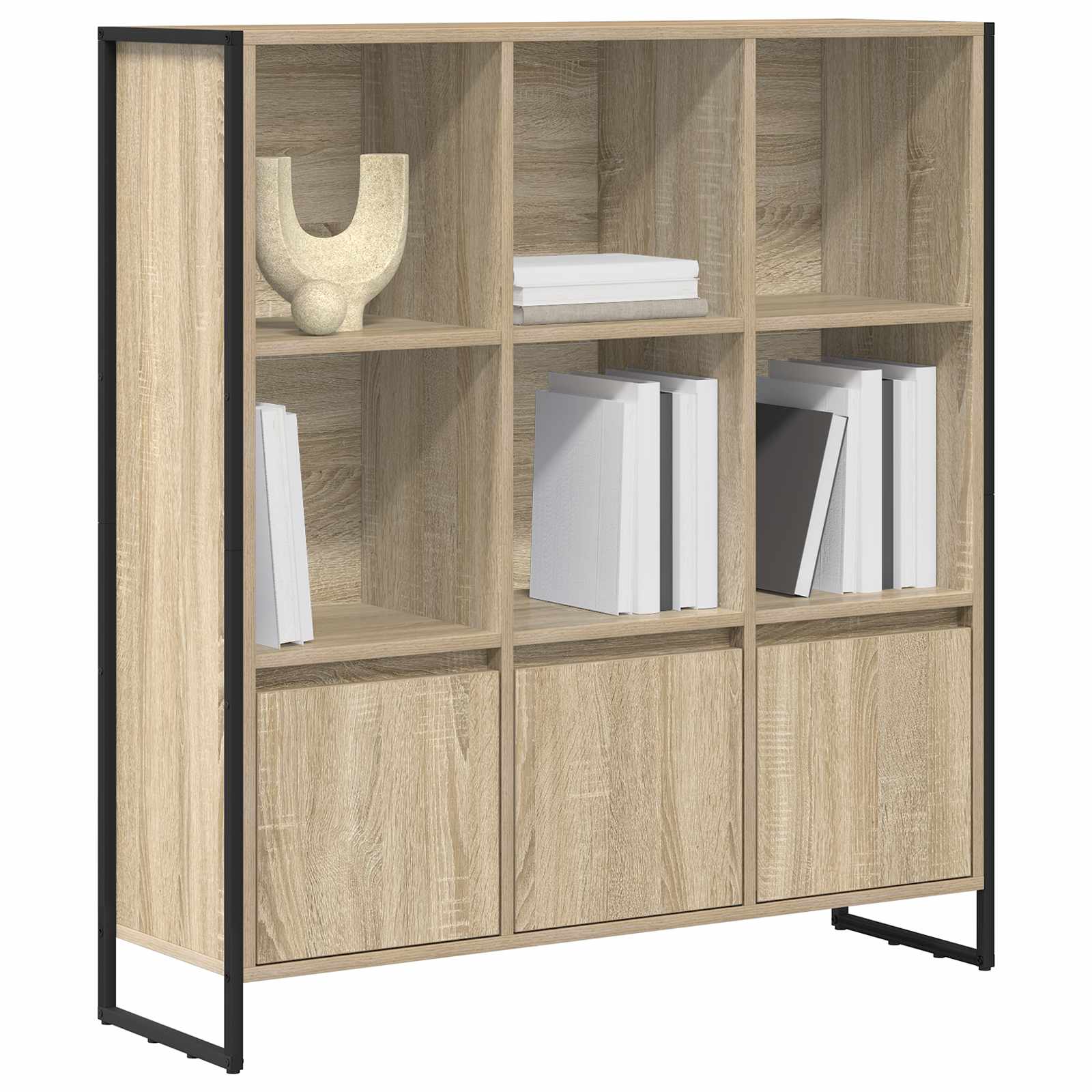 Bücherregal 2 pcs Schwarz Eichen-Optik 99,5 x 30 x 108 cm