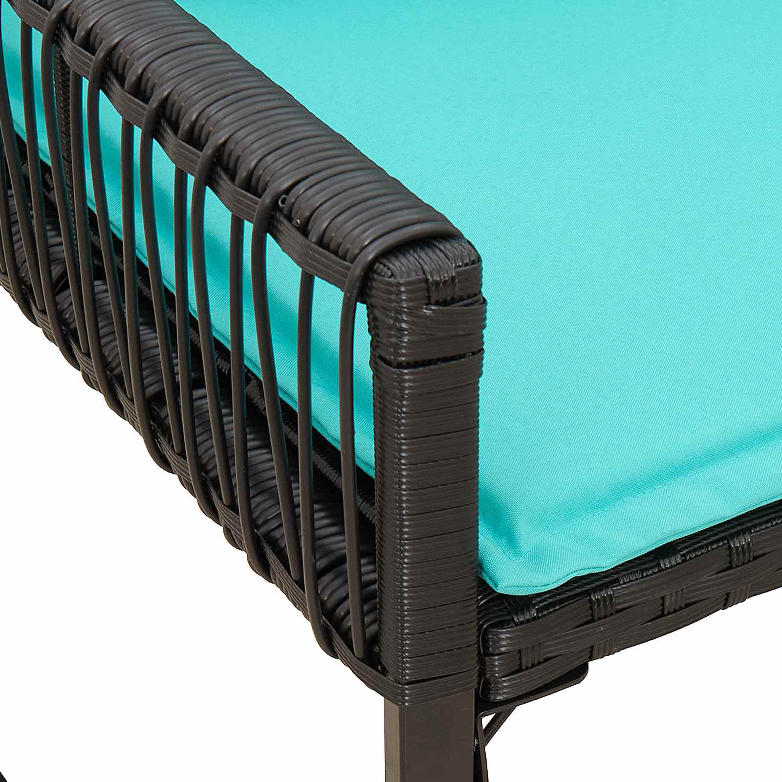 Bank Outdoor mit Kissen 4 pcs Schwarz und Cremeweiß Poly-Rattan