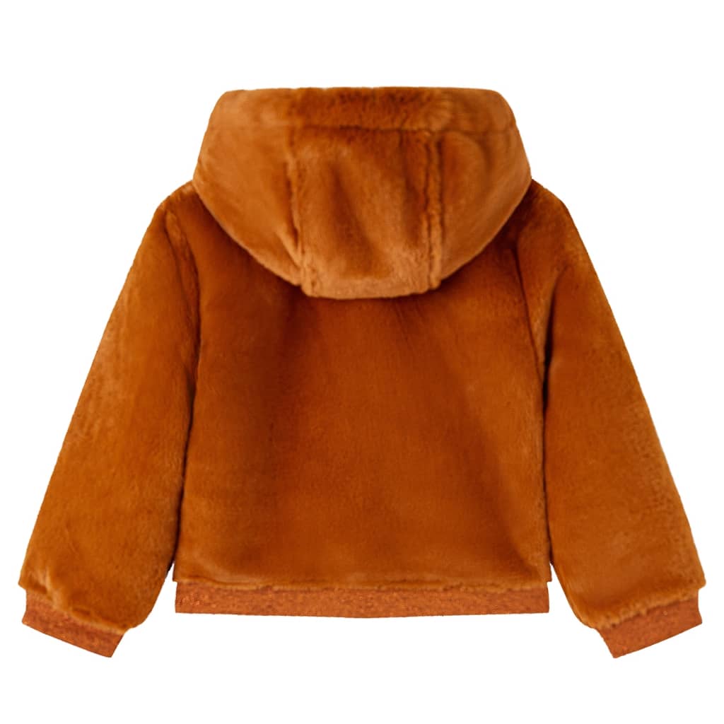 Kinder-Kapuzenjacke Kunstpelz Cognac 104