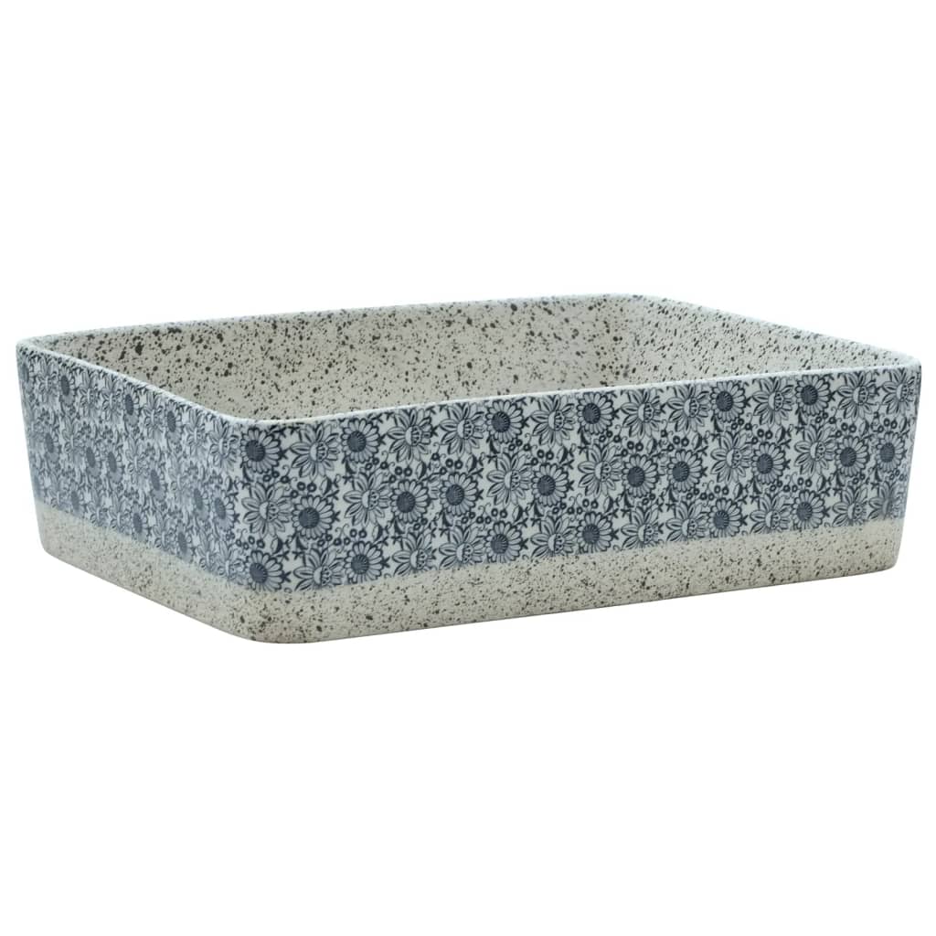 Aufsatzwaschbecken Schwarz Blau Rechteckig 46x35,5x13cm Keramik
