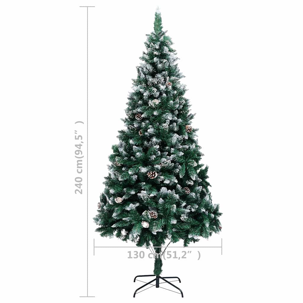 Künstlicher Weihnachtsbaum mit LEDs Kugeln Zapfen 150 cm