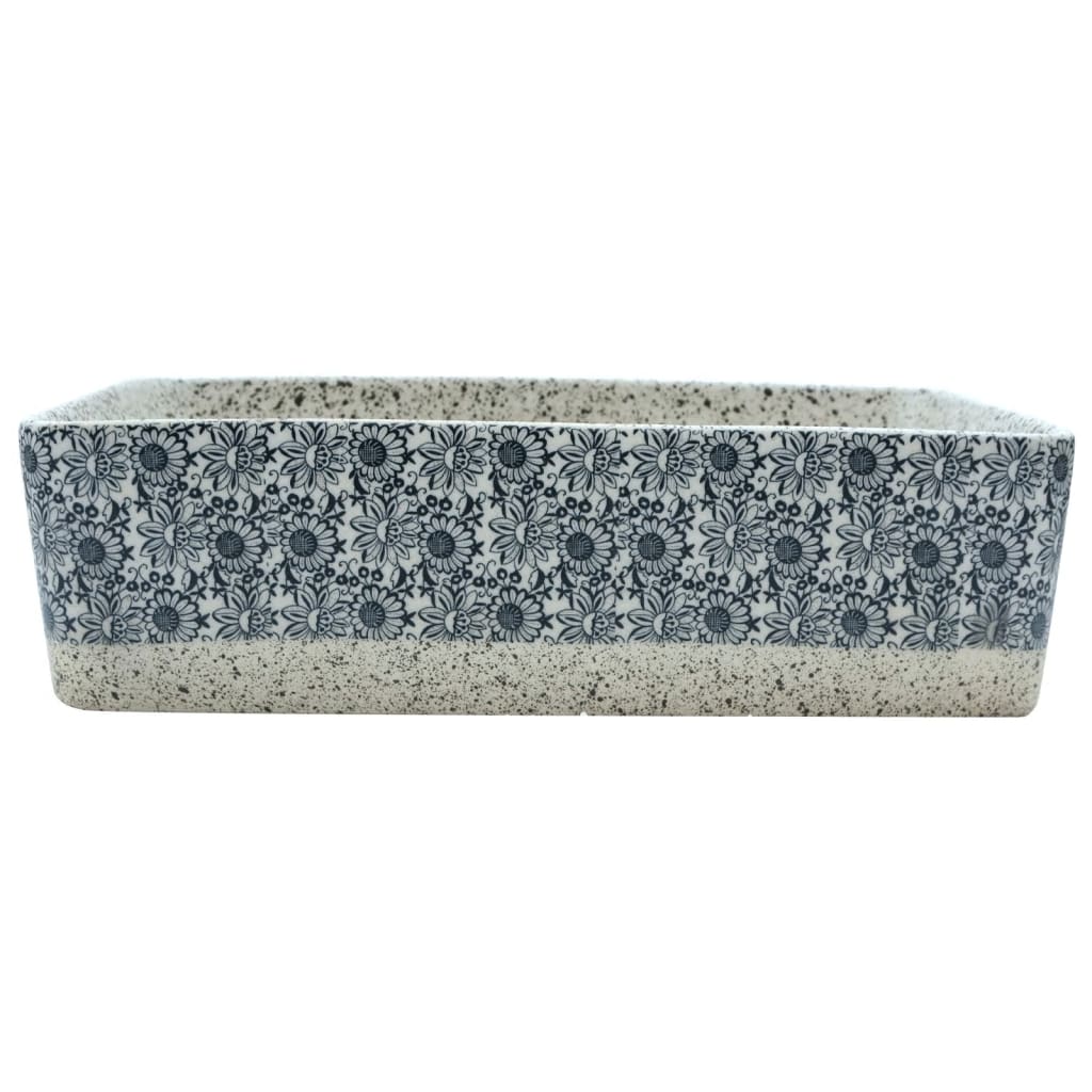 Aufsatzwaschbecken Schwarz Blau Rechteckig 46x35,5x13cm Keramik