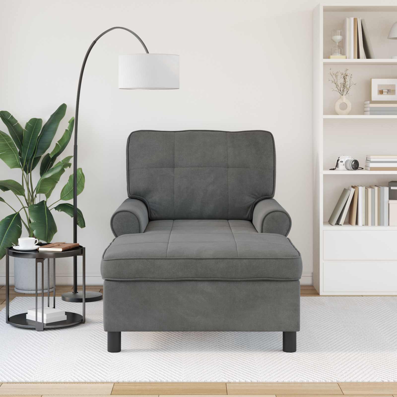 Lounge-Liege mit Kissen Hellgrau 91 x 157 x 91 cm Samt